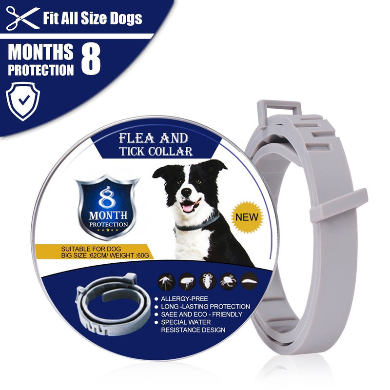 Flea Tick Prevention Collar For Dogs-Wiggleez-Grey-15 in-Wiggleez