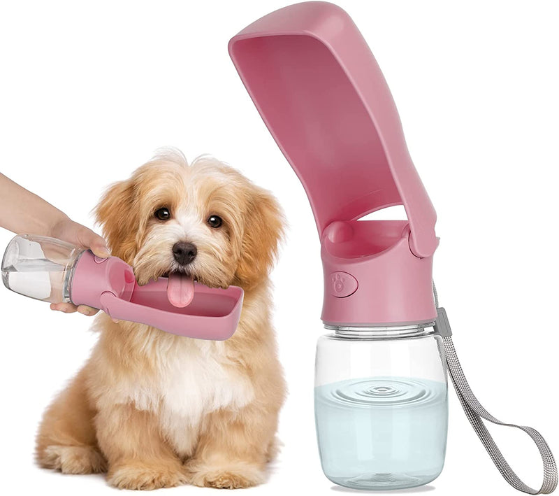 Foldable Dog Water Bottle-Wiggleez-350ML Pink-Wiggleez