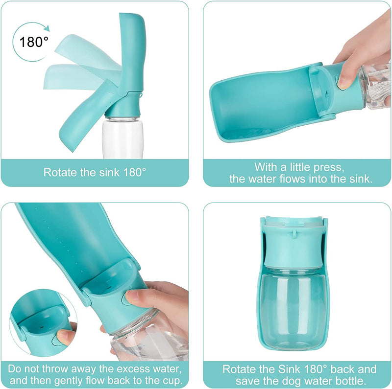 Foldable Dog Water Bottle-Wiggleez-350ML Blue-Wiggleez