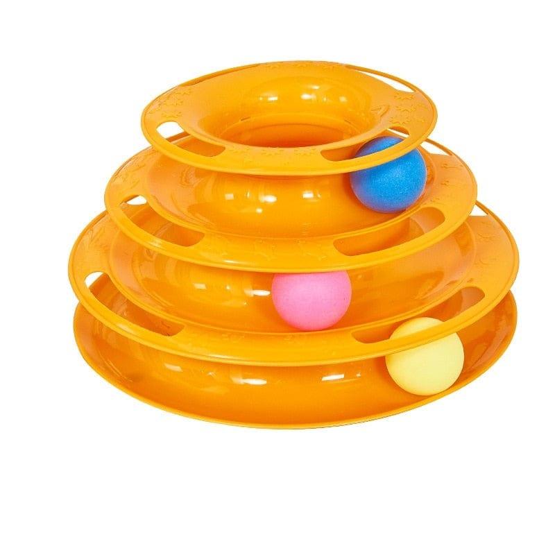 Four-Tier Ball Track Interactive Cat Tower Toy-Wiggleez-Blue-Wiggleez