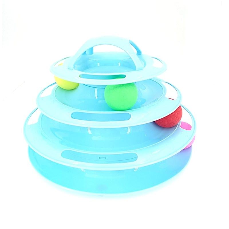 Four-Tier Ball Track Interactive Cat Tower Toy-Wiggleez-Blue-Wiggleez