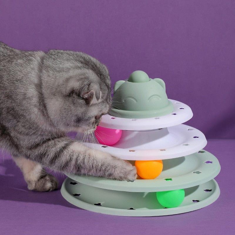 Four-Tier Ball Track Interactive Cat Tower Toy-Wiggleez-Blue-Wiggleez