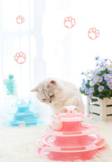 Four-Tier Ball Track Interactive Cat Tower Toy-Wiggleez-Blue-Wiggleez