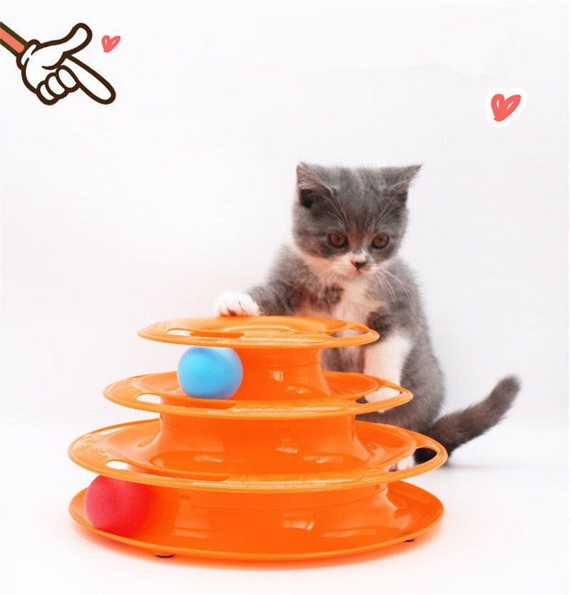 Four-Tier Ball Track Interactive Cat Tower Toy-Wiggleez-Blue-Wiggleez