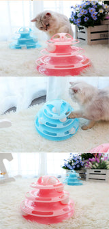 Four-Tier Ball Track Interactive Cat Tower Toy-Wiggleez-Blue-Wiggleez