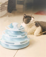 Four-Tier Ball Track Interactive Cat Tower Toy-Wiggleez-Blue-Wiggleez