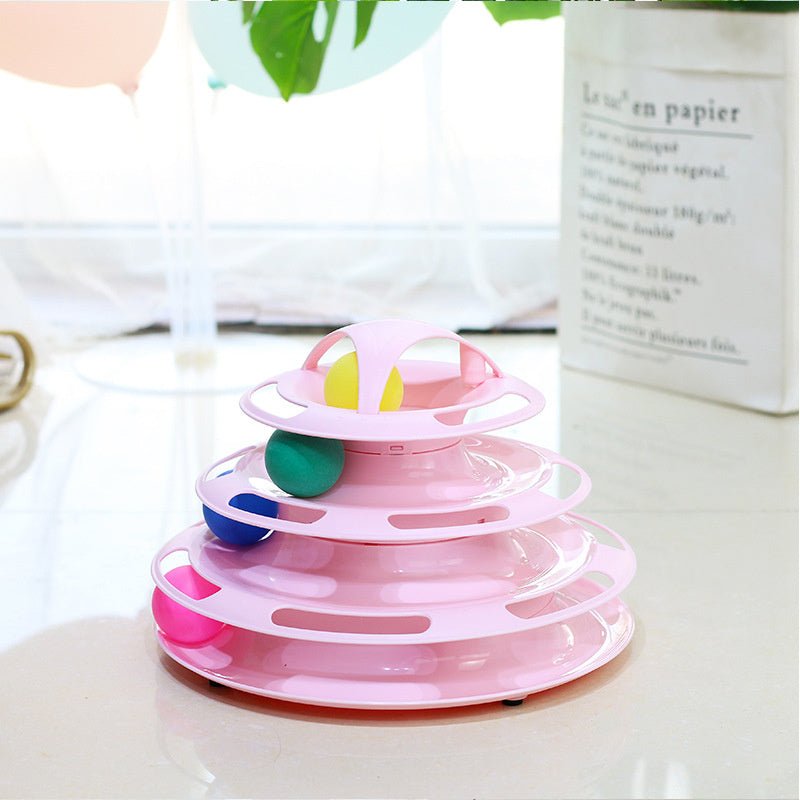 Four-Tier Ball Track Interactive Cat Tower Toy-Wiggleez-Blue-Wiggleez