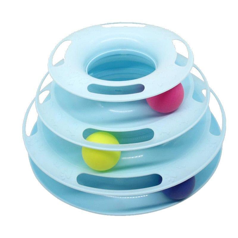 Four-Tier Ball Track Interactive Cat Tower Toy-Wiggleez-Blue-Wiggleez