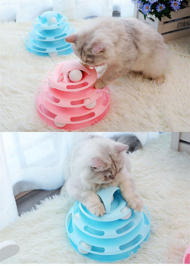 Four-Tier Ball Track Interactive Cat Tower Toy-Wiggleez-Green-Wiggleez