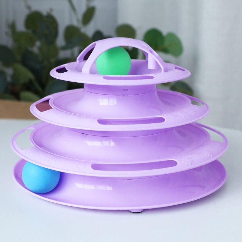 Four-Tier Ball Track Interactive Cat Tower Toy-Wiggleez-Purple-Wiggleez