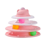 Four-Tier Ball Track Interactive Cat Tower Toy-Wiggleez-White Pink-Wiggleez