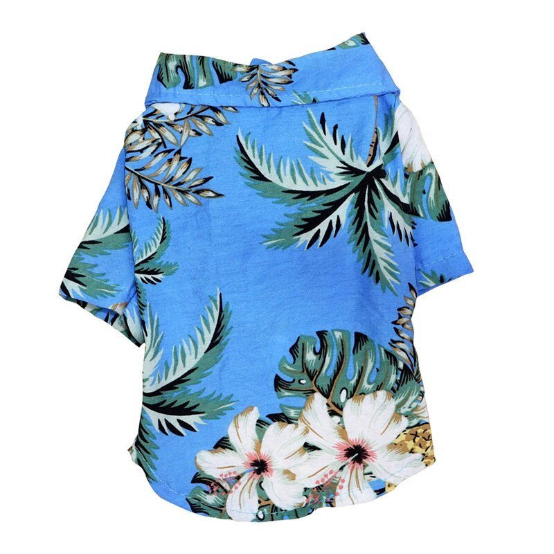 Hawaiian Style Summer Dog Shirts-Wiggleez-Blue Coconut tree-S-Wiggleez