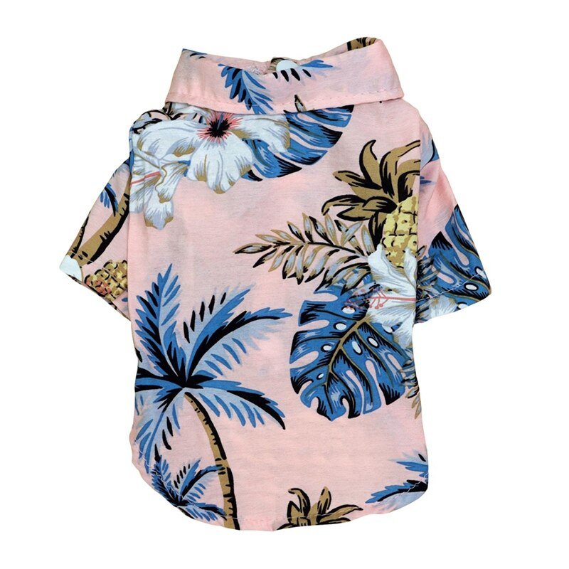 Hawaiian Style Summer Dog Shirts-Wiggleez-Pink Coconut tree-S-Wiggleez