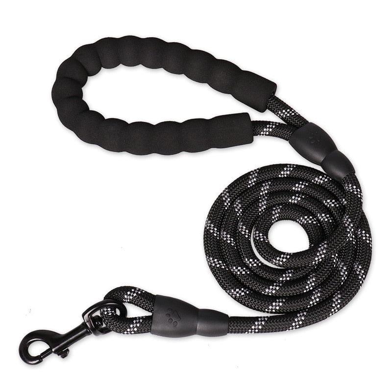 Heavy Duty Dog Reflective Leash With Comfortable Padded Handle-Wiggleez-Black-150cm-Wiggleez