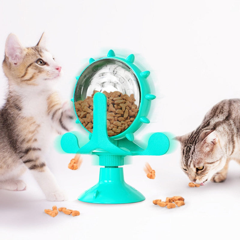 Interactive Cat Dog Treat Leaking Toy Wheel-Wiggleez-Blue-Wiggleez