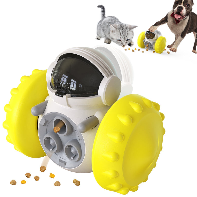 Interactive Dog Puzzle Toy Treat Dispenser Robot-Wiggleez-Yellow-Wiggleez