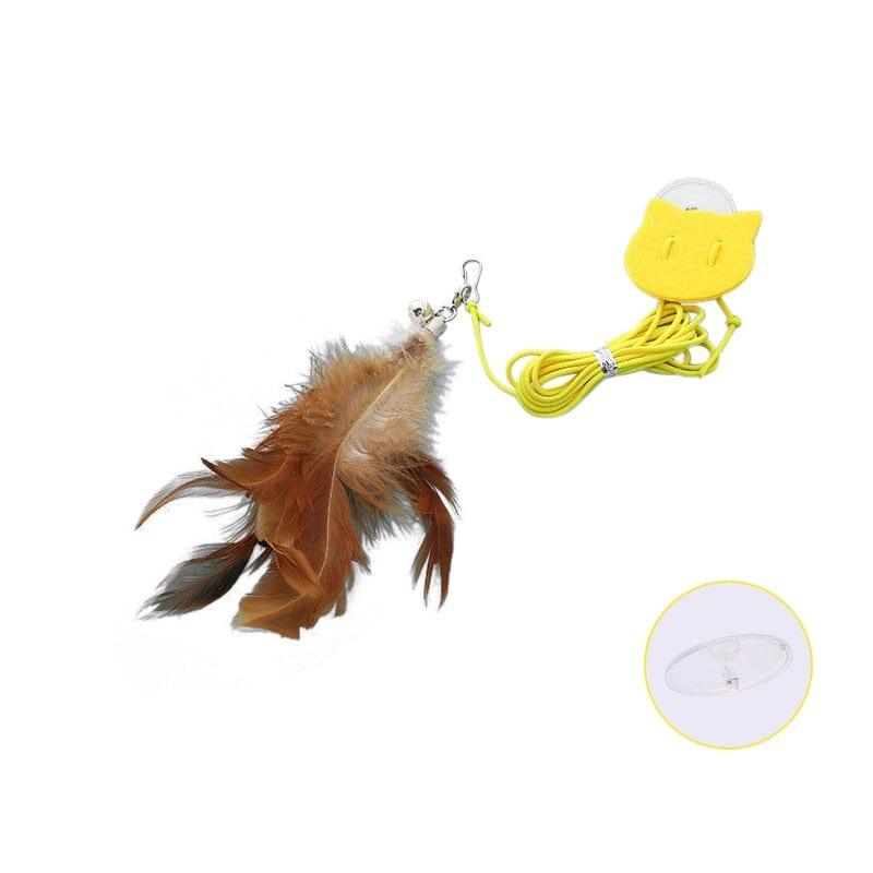 Interactive Hanging Cat Toy-Wiggleez-Brown feather-Wiggleez