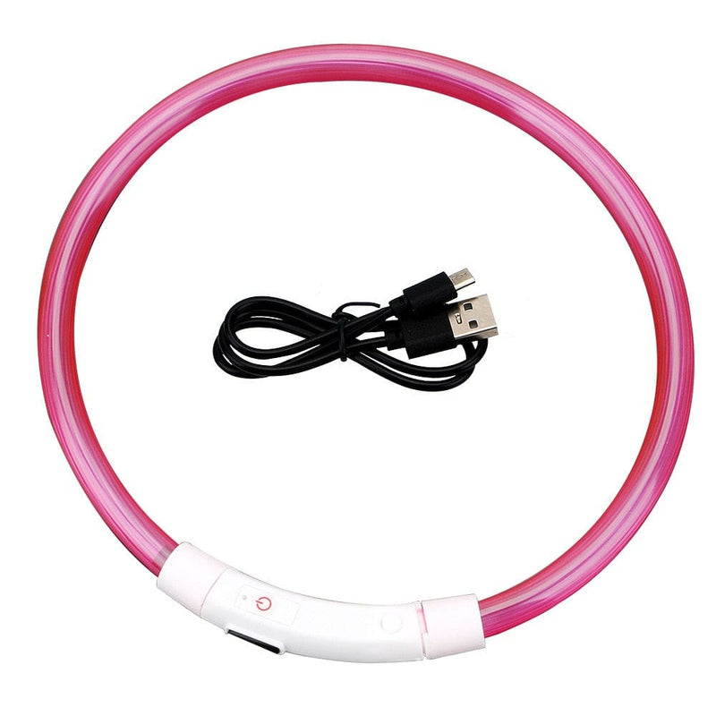 Led Light Dog Collar- USB Charging-Wiggleez-Pink-Wiggleez