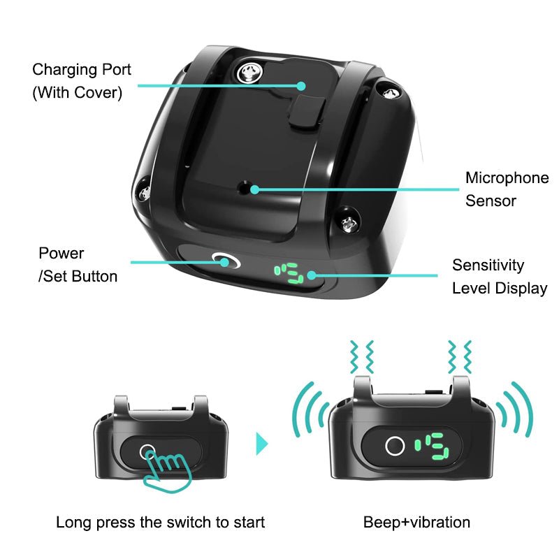 Lightweight and Waterproof No Shock Bark Control Collar with 2 Training Modes-Anti Barking No Shock Collar-Wiggleez-Wiggleez