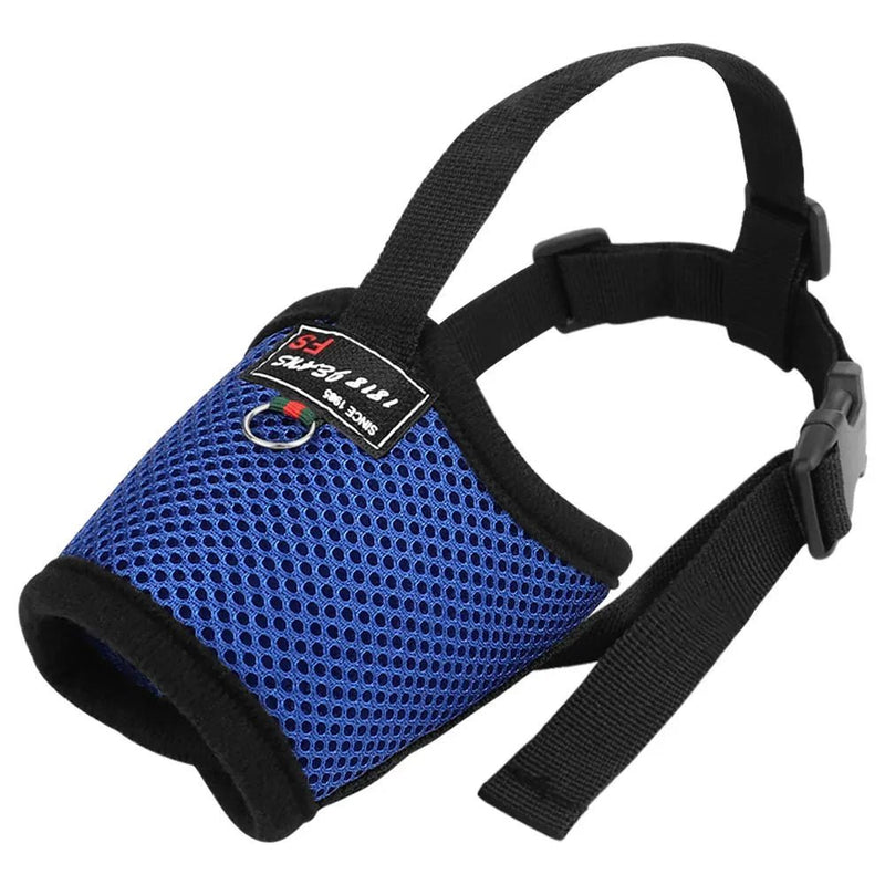 Mesh Nylon Adjustable Small Medium Large Breathable Dog Muzzle-Wiggleez-Blue-M-Wiggleez