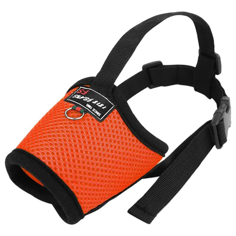 Mesh Nylon Adjustable Small Medium Large Breathable Dog Muzzle-Wiggleez-Orange-M-Wiggleez