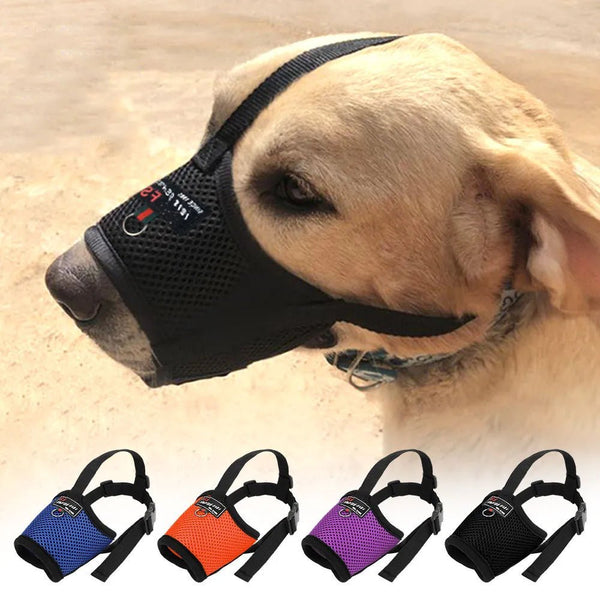 Mesh Nylon Adjustable Small Medium Large Breathable Dog Muzzle-Wiggleez-Orange-M-Wiggleez