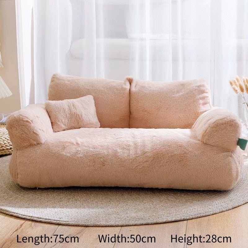 Modern Luxury Small Dog Cat Nest Sofa Bedding-Wiggleez-Beige Plush Sofa Bed-Wiggleez