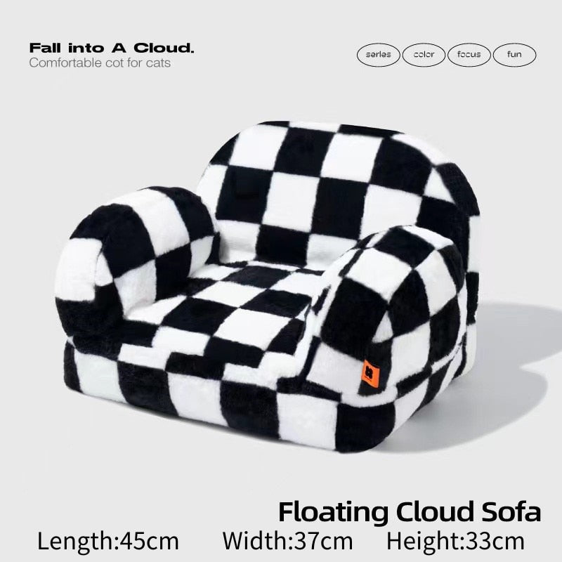 Modern Luxury Small Dog Cat Nest Sofa Bedding-Wiggleez-Black/White Checkered Floating Cloud Pet Chair-Wiggleez