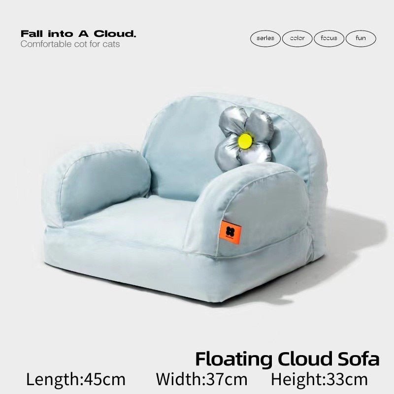 Modern Luxury Small Dog Cat Nest Sofa Bedding-Wiggleez-Light Blue Floating Cloud Sofa Bed-Wiggleez