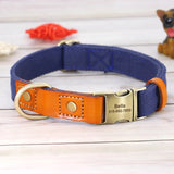 Nylon Customized Personalized Dog Collar Leash Name ID Tag-Wiggleez-Deep Blue Collar-S-Wiggleez