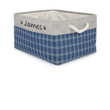 Personalized Designer Linen Dog and Cat Toy Storage Basket-Wiggleez-Blue Gray-S-Wiggleez