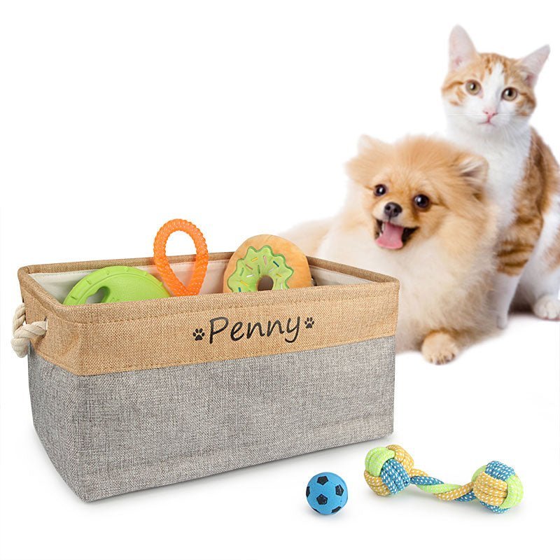 Personalized Dog and Cat Toy Storage Basket-Wiggleez-Pink-S 12 x 8 x 5 In-Wiggleez