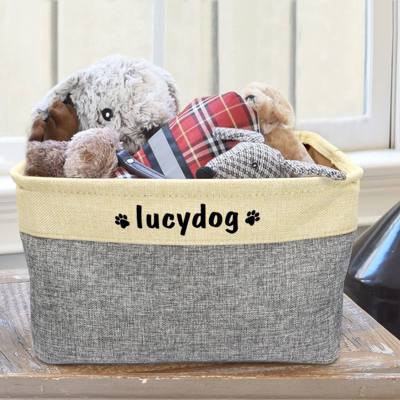 Personalized Dog and Cat Toy Storage Basket-Wiggleez-Pink-S 12 x 8 x 5 In-Wiggleez