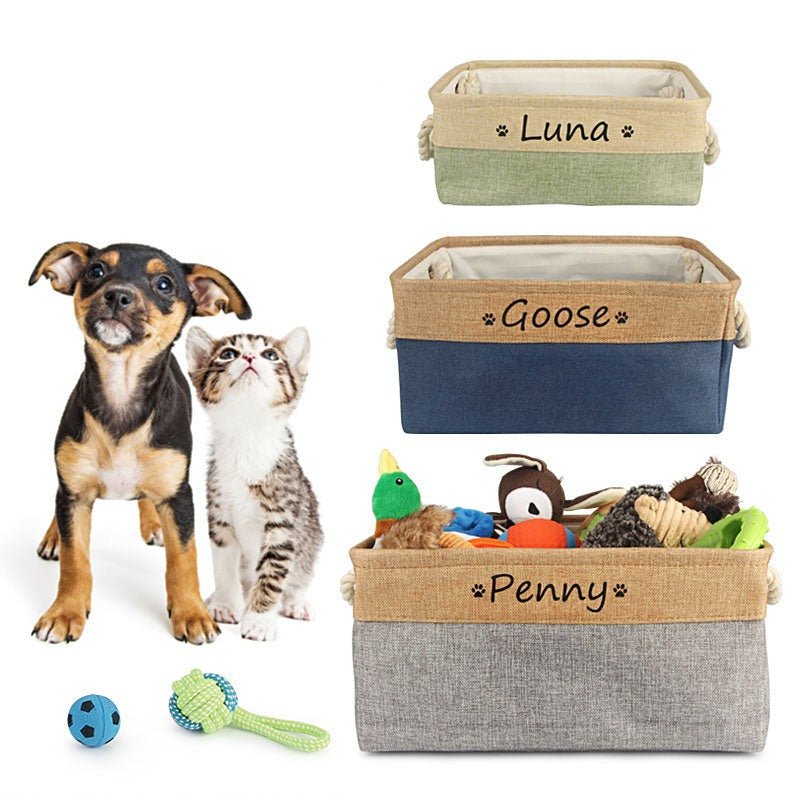 Personalized Dog and Cat Toy Storage Basket-Wiggleez-Pink-S 12 x 8 x 5 In-Wiggleez