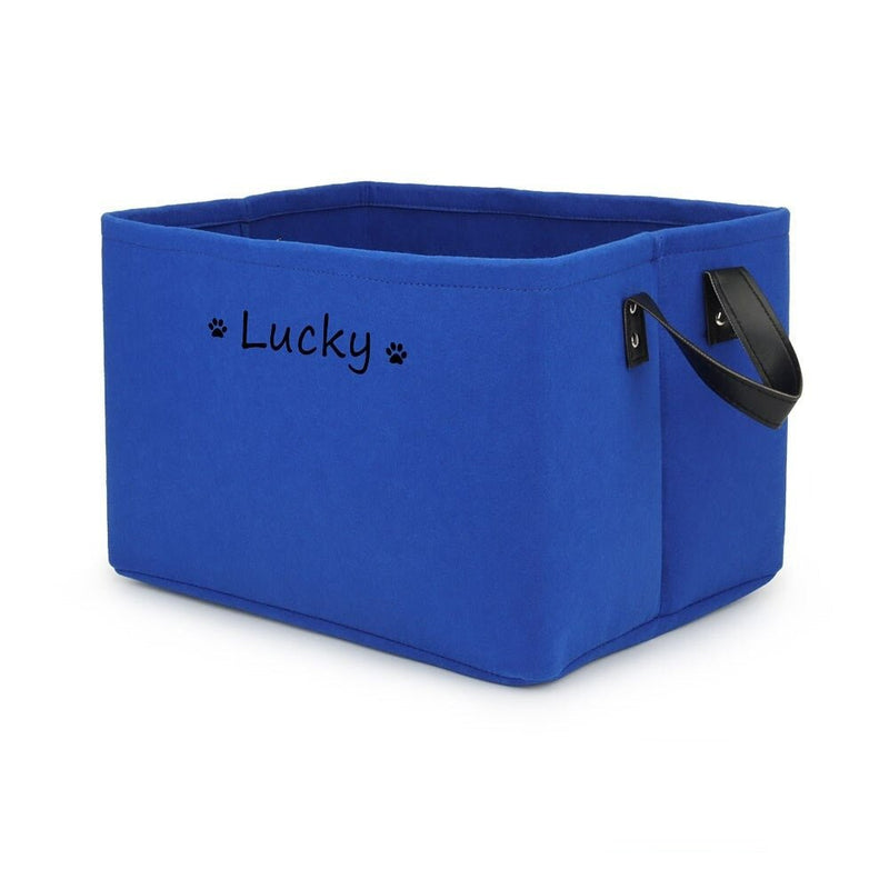 Personalized Dog and Cat Toy Storage Basket-Wiggleez-All Blue-S 12 x 8 x 5 In-Wiggleez