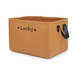 Personalized Dog and Cat Toy Storage Basket-Wiggleez-All Brown-S 12 x 8 x 5 In-Wiggleez