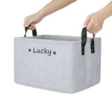 Personalized Dog and Cat Toy Storage Basket-Wiggleez-All Gray-S 12 x 8 x 5 In-Wiggleez