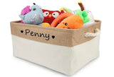 Personalized Dog and Cat Toy Storage Basket-Wiggleez-Beige-S 12 x 8 x 5 In-Wiggleez