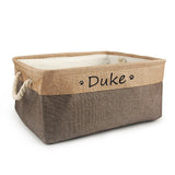 Personalized Dog and Cat Toy Storage Basket-Wiggleez-Coffee-S 12 x 8 x 5 In-Wiggleez