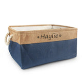 Personalized Dog and Cat Toy Storage Basket-Wiggleez-Dark Blue-S 12 x 8 x 5 In-Wiggleez