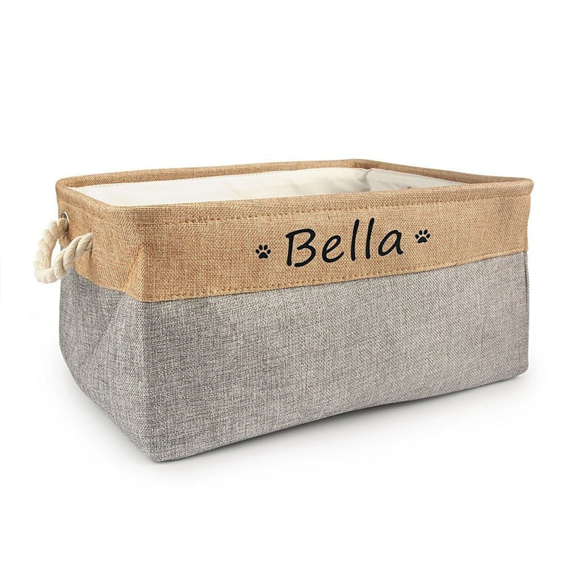 Personalized Dog and Cat Toy Storage Basket-Wiggleez-Gray-S 12 x 8 x 5 In-Wiggleez