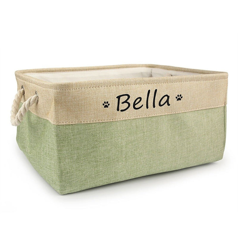 Personalized Dog and Cat Toy Storage Basket-Wiggleez-Green-S 12 x 8 x 5 In-Wiggleez