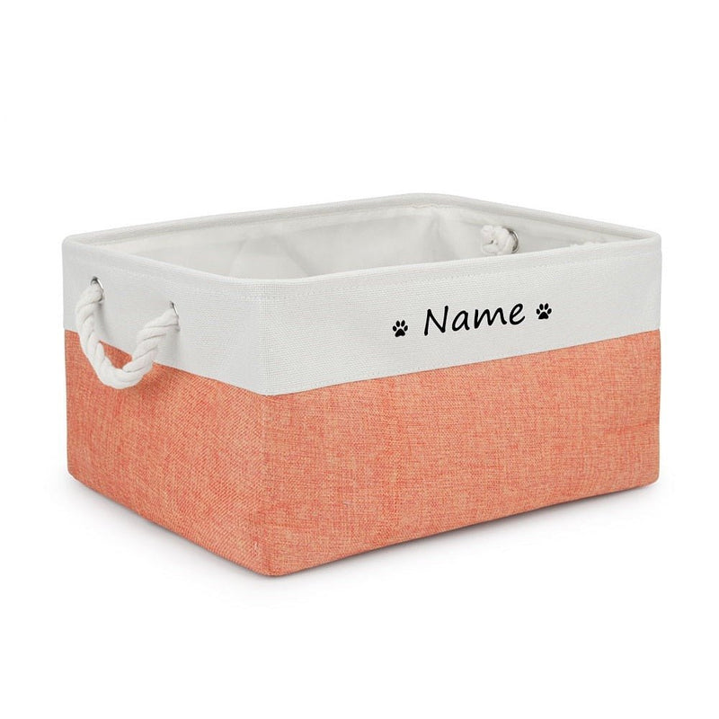 Personalized Dog and Cat Toy Storage Basket-Wiggleez-Orange-S 12 x 8 x 5 In-Wiggleez