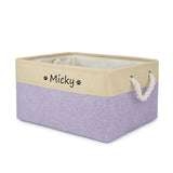 Personalized Dog and Cat Toy Storage Basket-Wiggleez-Purple-L 16 x 13 x 8 in-Wiggleez