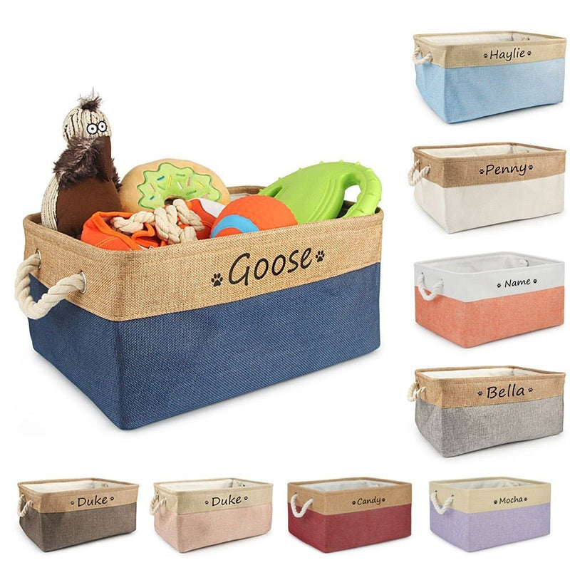 Personalized Dog and Cat Toy Storage Basket-Wiggleez-Pink-S 12 x 8 x 5 In-Wiggleez