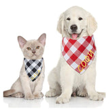 Personalized Embroidered Premium Plaid Dog Bandana-Personalized Embroidered Premium Plaid Dog Bandana,-Wiggleez-Red-24x 16 x 16 in-Wiggleez