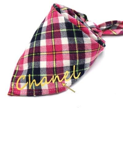 Personalized Embroidered Premium Plaid Dog Bandana-Personalized Embroidered Premium Plaid Dog Bandana,-Wiggleez-Red-24x 16 x 16 in-Wiggleez