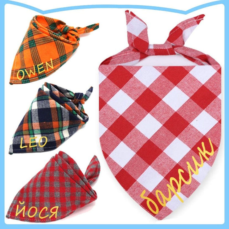 Personalized Embroidered Premium Plaid Dog Bandana-Personalized Embroidered Premium Plaid Dog Bandana,-Wiggleez-Red-24x 16 x 16 in-Wiggleez