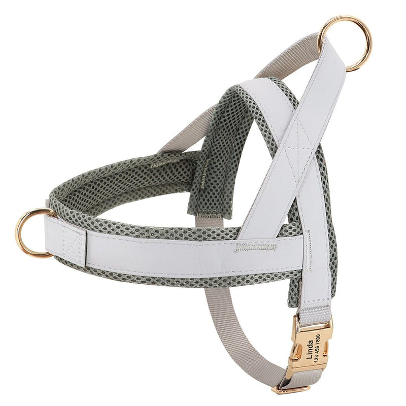 Personalized Engraved No Pull Adjustable Dog Harness-Wiggleez-Gray-XS-Wiggleez