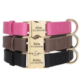 Personalized Leather Engraved Dog Collar Pet Buckle For Small Medium Large Dogs-Wiggleez-Black-S-Wiggleez